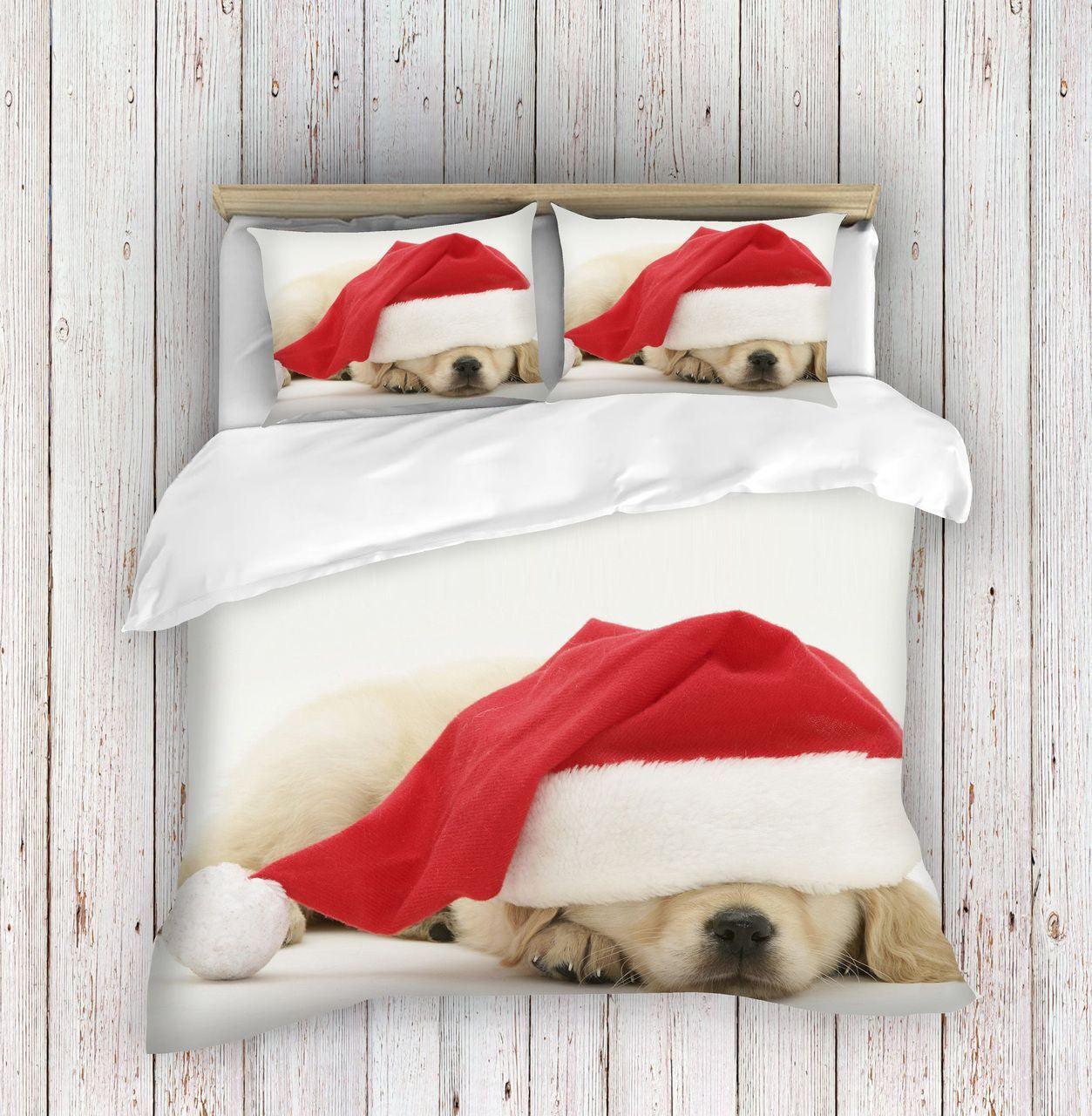 Personalized 3-piece Duvet Cover Bedding Set Christmas Dog Hat CLY0301058B Bedding Sets