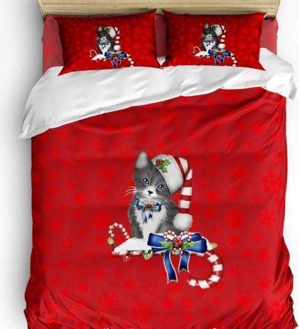 Personalized 3-piece Duvet Cover Bedding Set Christmas Cat CLT0111035T Bedding Sets