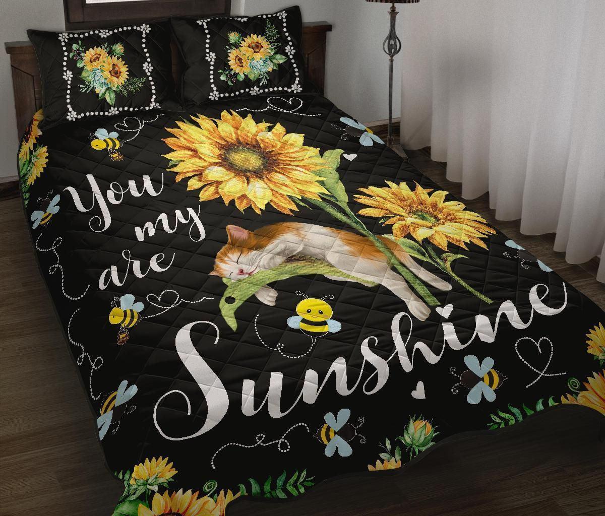 Personalized 3-piece Duvet Cover Bedding Set Sunflower Cat CL04120225MDB Bedding Sets