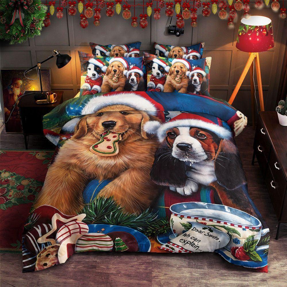 Personalized 3-piece Duvet Cover Bedding Set Christmas Day Dog AA0211016T Bedding Sets