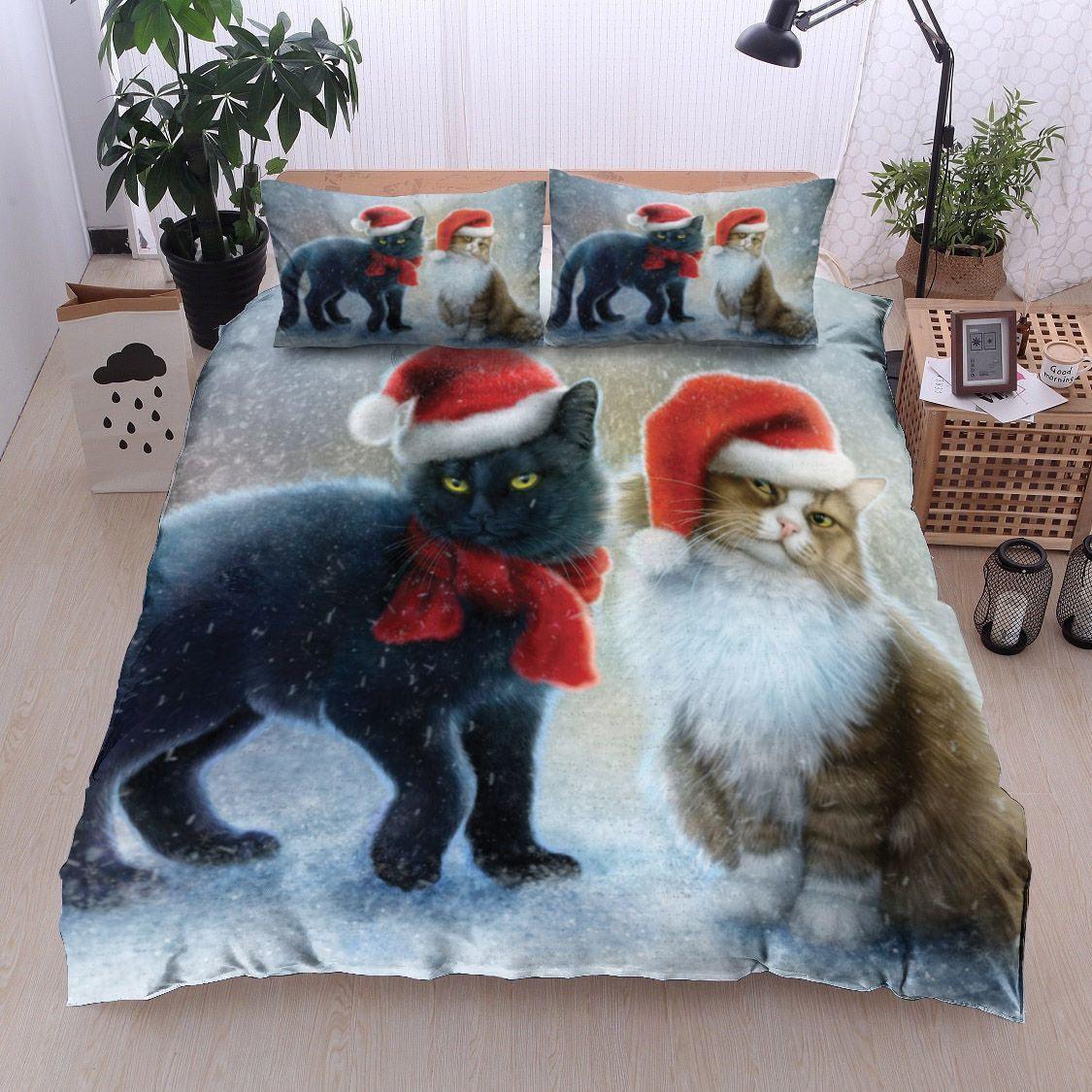 Personalized 3-piece Duvet Cover Bedding Set Christmas Cat DN11100049B Bedding Sets