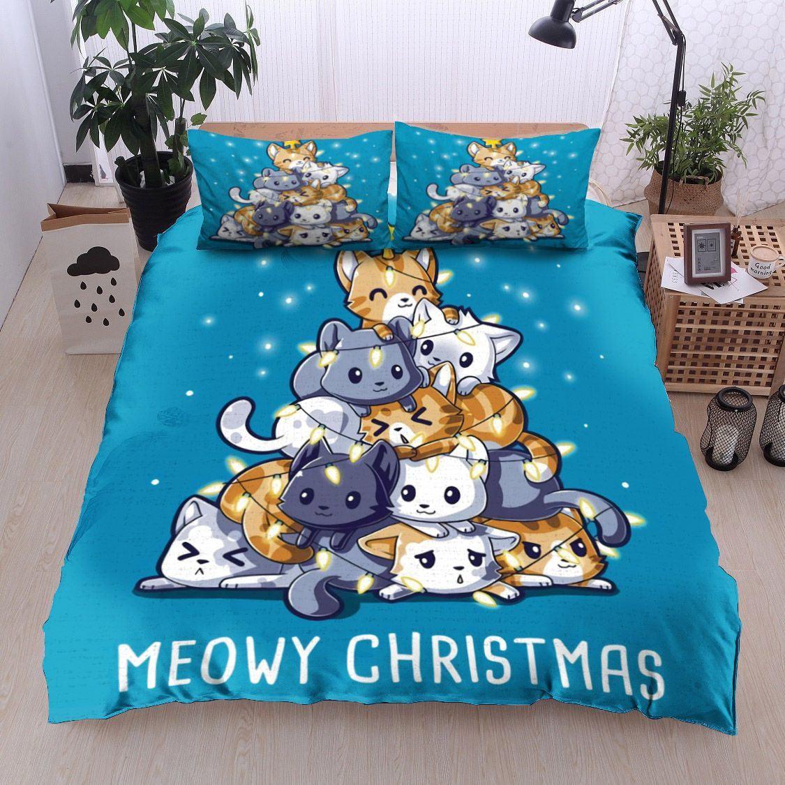 Personalized 3-piece Duvet Cover Bedding Set Christmas Cat DD07110048B Bedding Sets