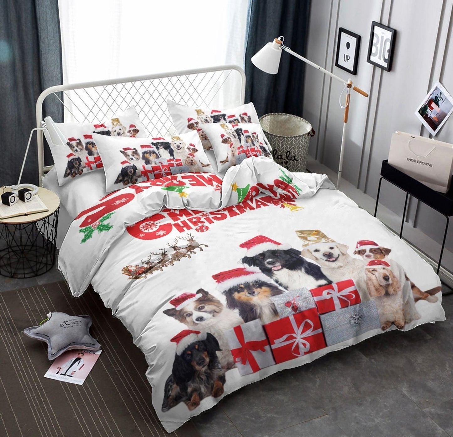 Personalized 3-piece Duvet Cover Bedding Set Christmas Day Dog AA0711018T Bedding Sets