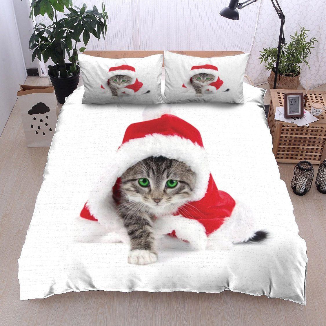 Personalized 3-piece Duvet Cover Bedding Set Christmas Cat DN1111051B Bedding Sets