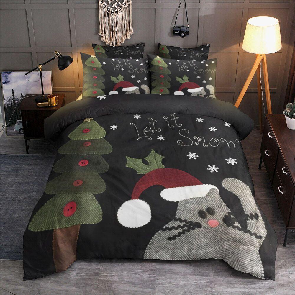 Personalized 3-piece Duvet Cover Bedding Set Christmas Cat TN1112022T Bedding Sets