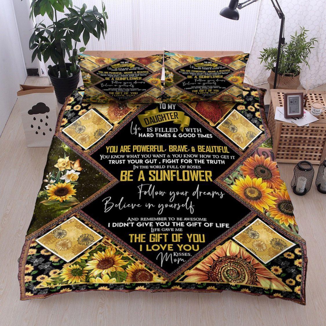 Personalized 3-piece Duvet Cover Bedding Set Sunflower Mom To Daughter CL11120088MDB Bedding Sets