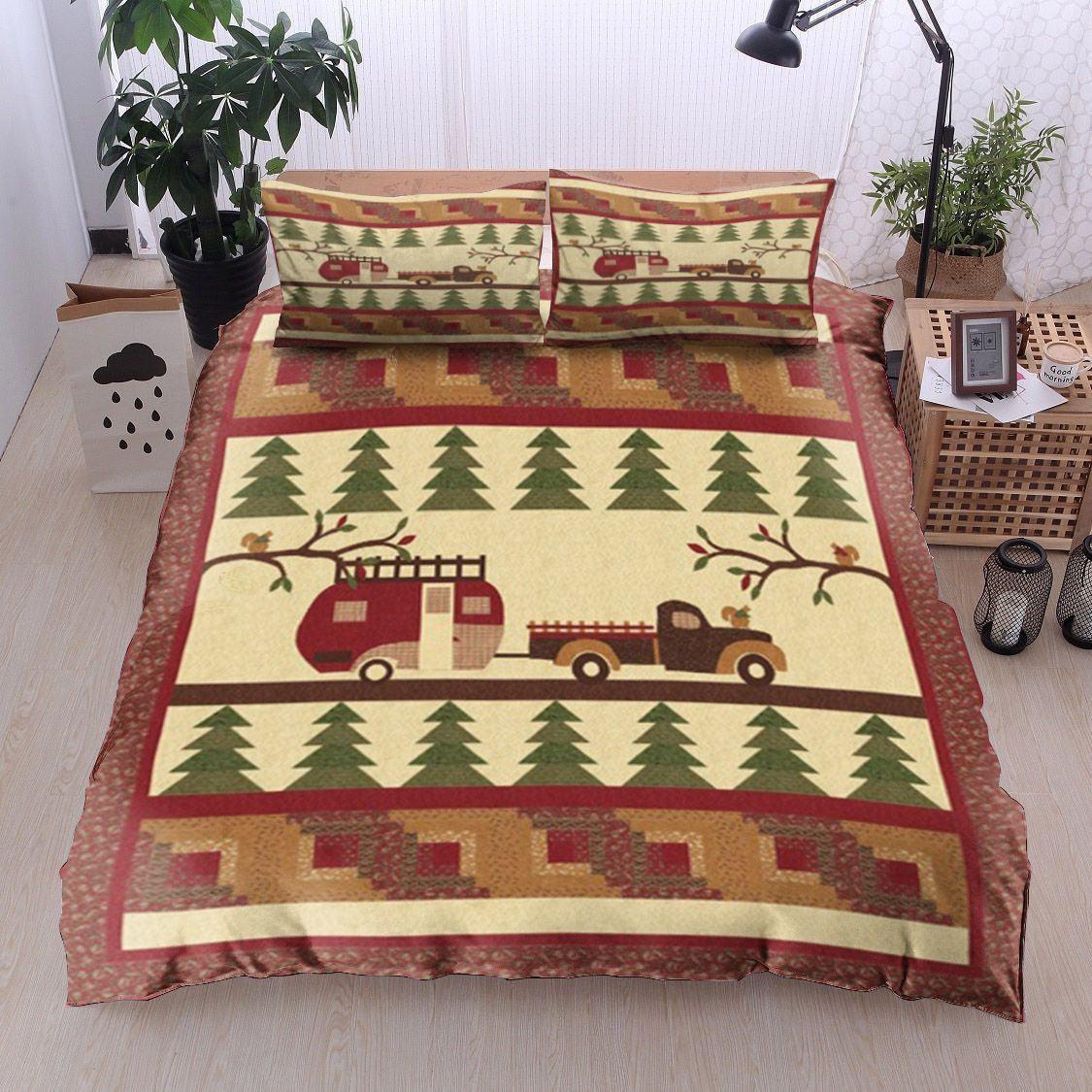Personalized 3-piece Duvet Cover Bedding Set Forestry Road Camping Christmas CL12120045MDB Bedding Sets