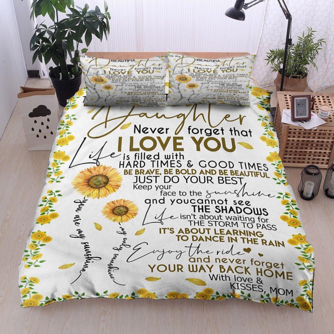 Personalized 3-piece Duvet Cover Bedding Set Sunflower To My Daughter CL11120096MDB Bedding Sets