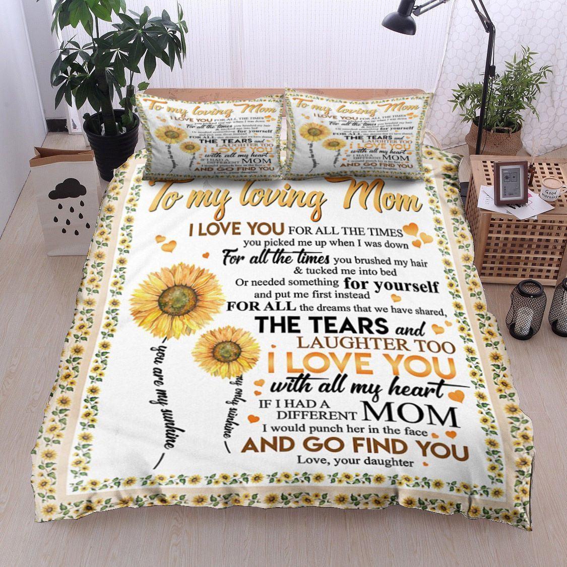 Personalized 3-piece Duvet Cover Bedding Set Sunflower Daughter To Mom CL11120080MDB Bedding Sets