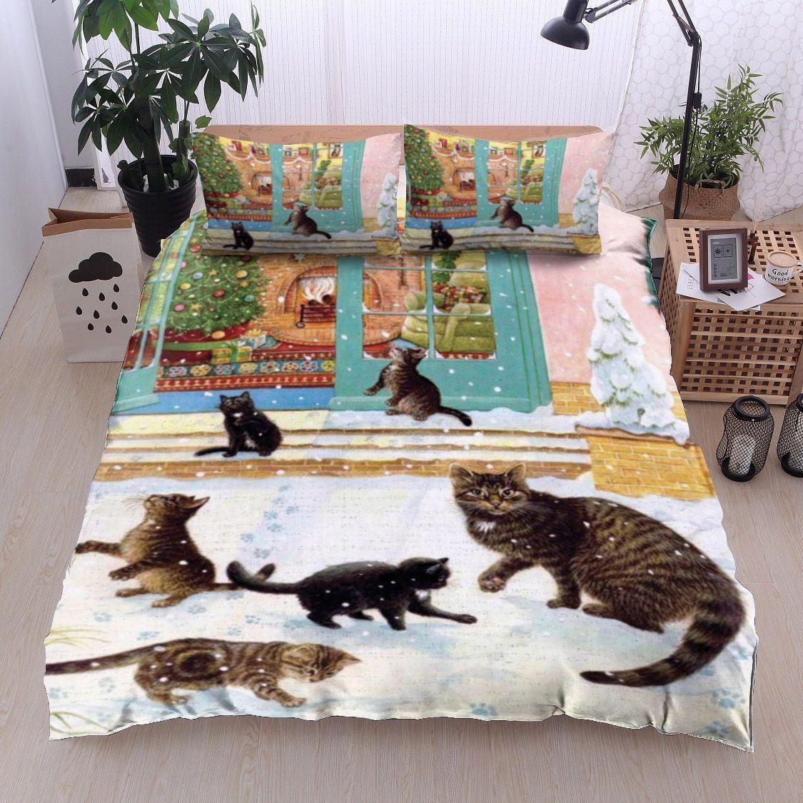 Personalized 3-piece Duvet Cover Bedding Set Cat Christmas BL1211016B Bedding Sets