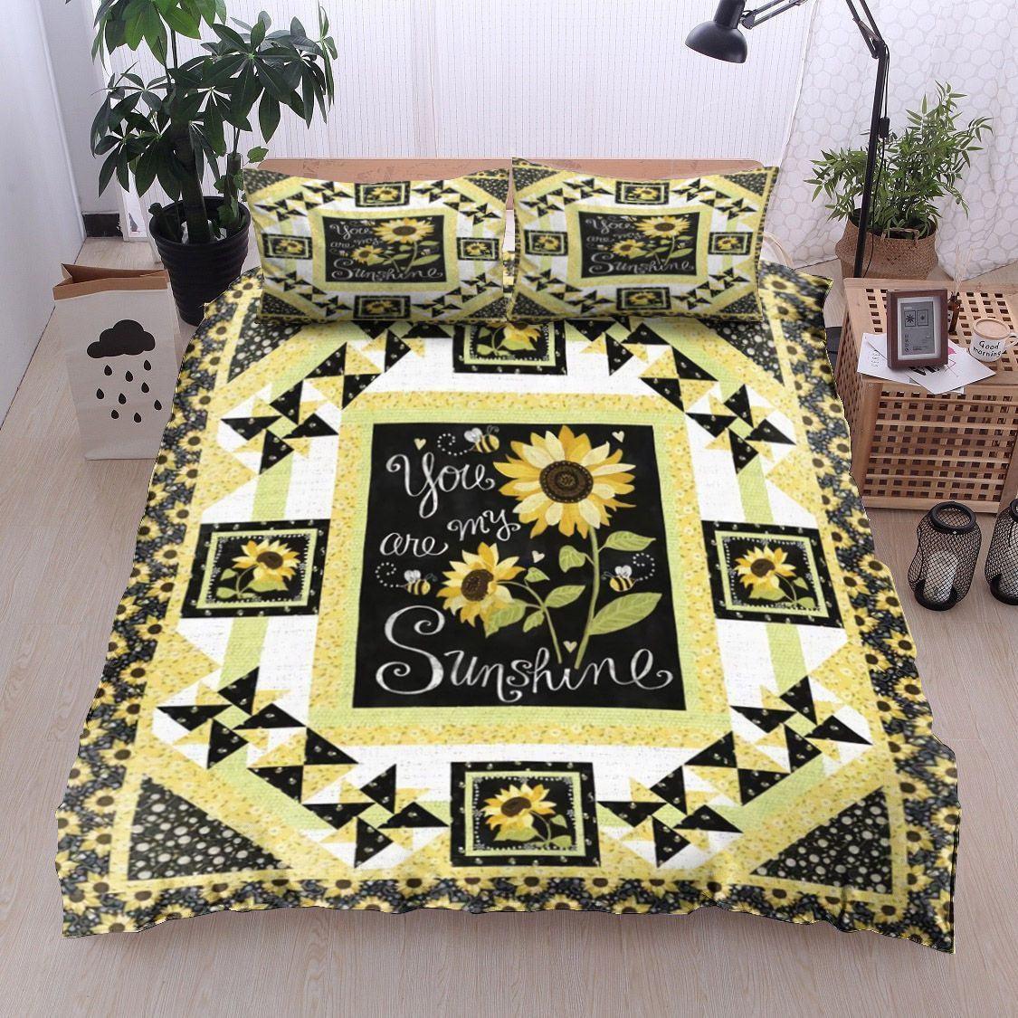 Personalized 3-piece Duvet Cover Bedding Set Sunflower You Are My Sunshine BT12100080B Bedding Sets