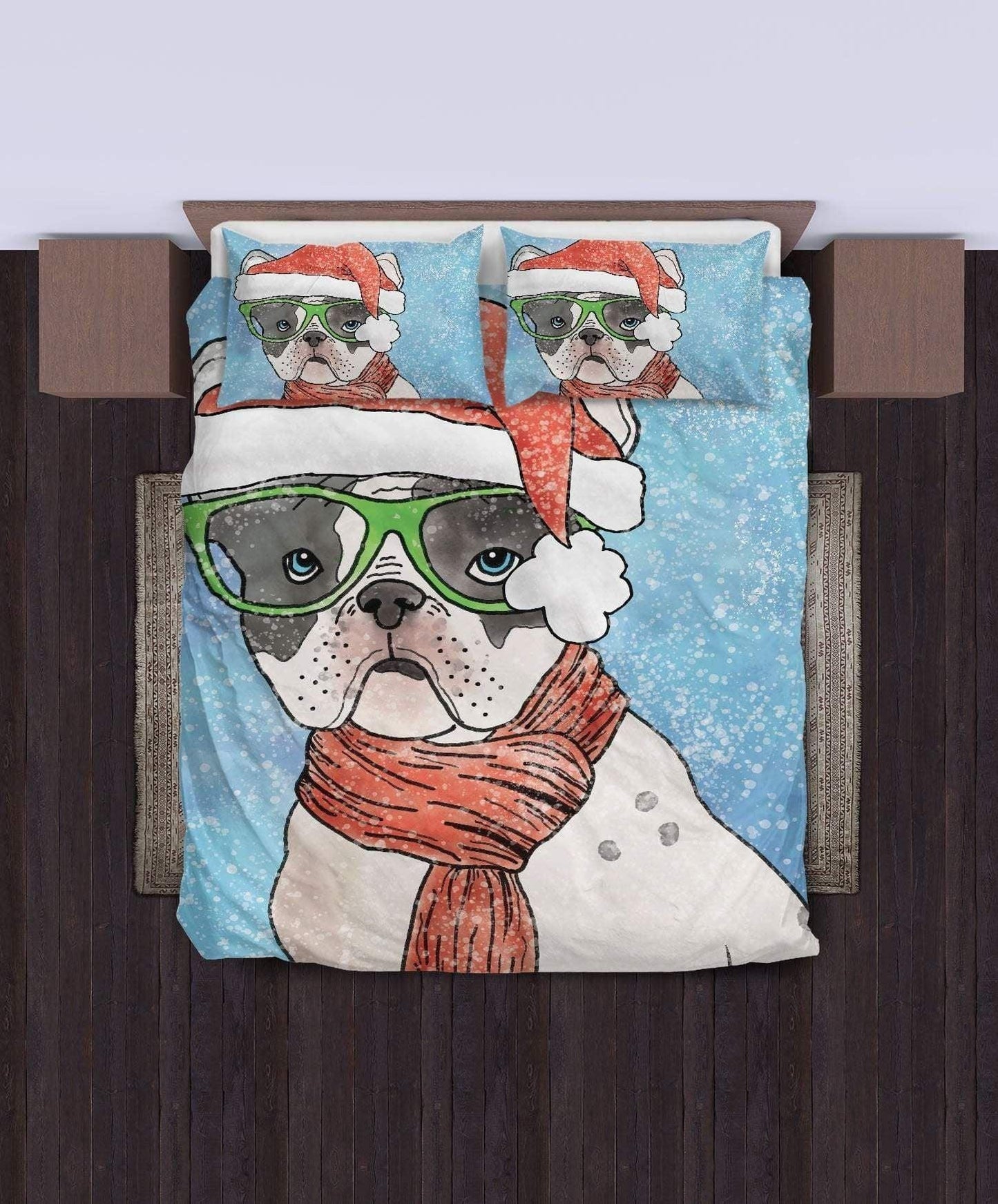 Personalized 3-piece Duvet Cover Bedding Set Santa Bulldog Christmas CL12120109MDB Bedding Sets