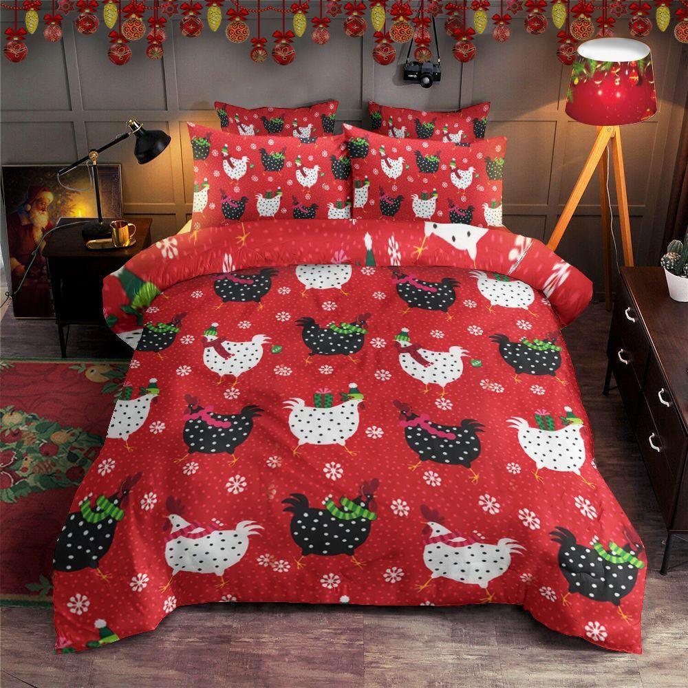 Personalized 3-piece Duvet Cover Bedding Set Christmas Chicken HT1411094T Bedding Sets