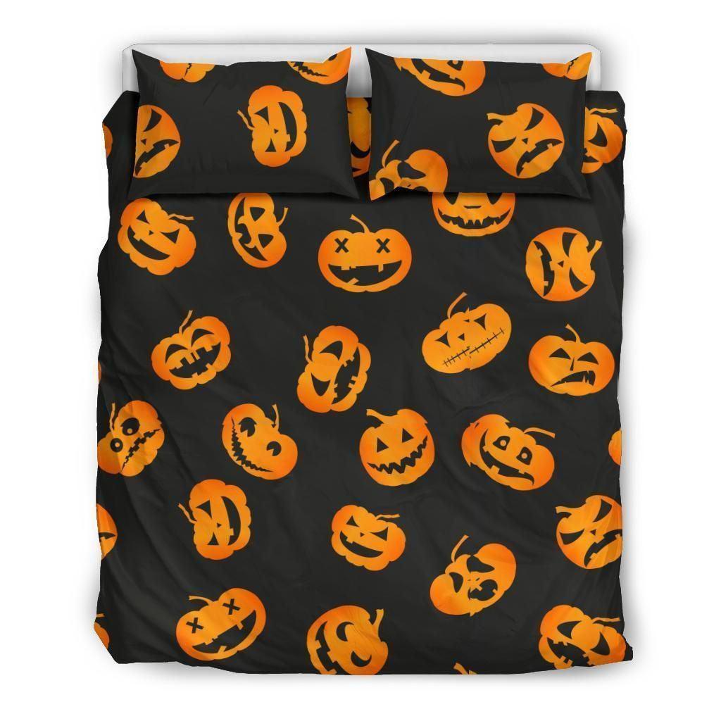 Personalized 3-piece Duvet Cover Bedding Set Pumpkin Halloween CLP1312095T Bedding Sets