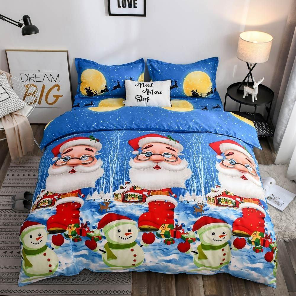 Personalized 3-piece Duvet Cover Bedding Set Santa Christmas CLM1410171B Bedding Sets