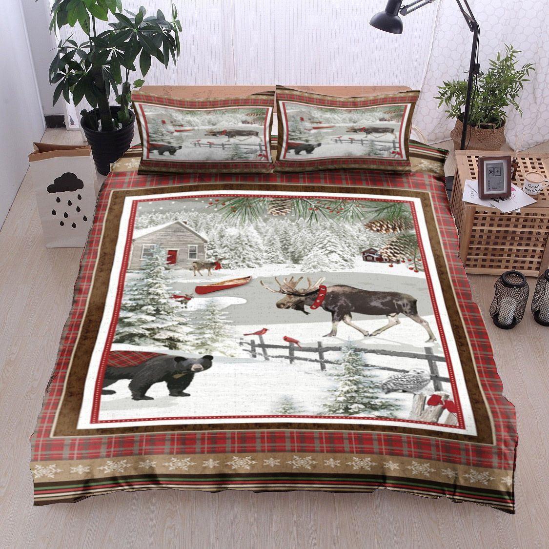 Personalized 3-piece Duvet Cover Bedding Set Animals Christmas HN16100010B Bedding Sets