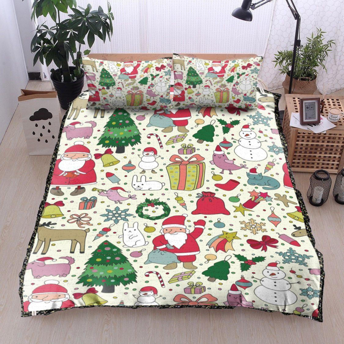 Personalized 3-piece Duvet Cover Bedding Set Santa Claus Christmas BL15100231B Bedding Sets