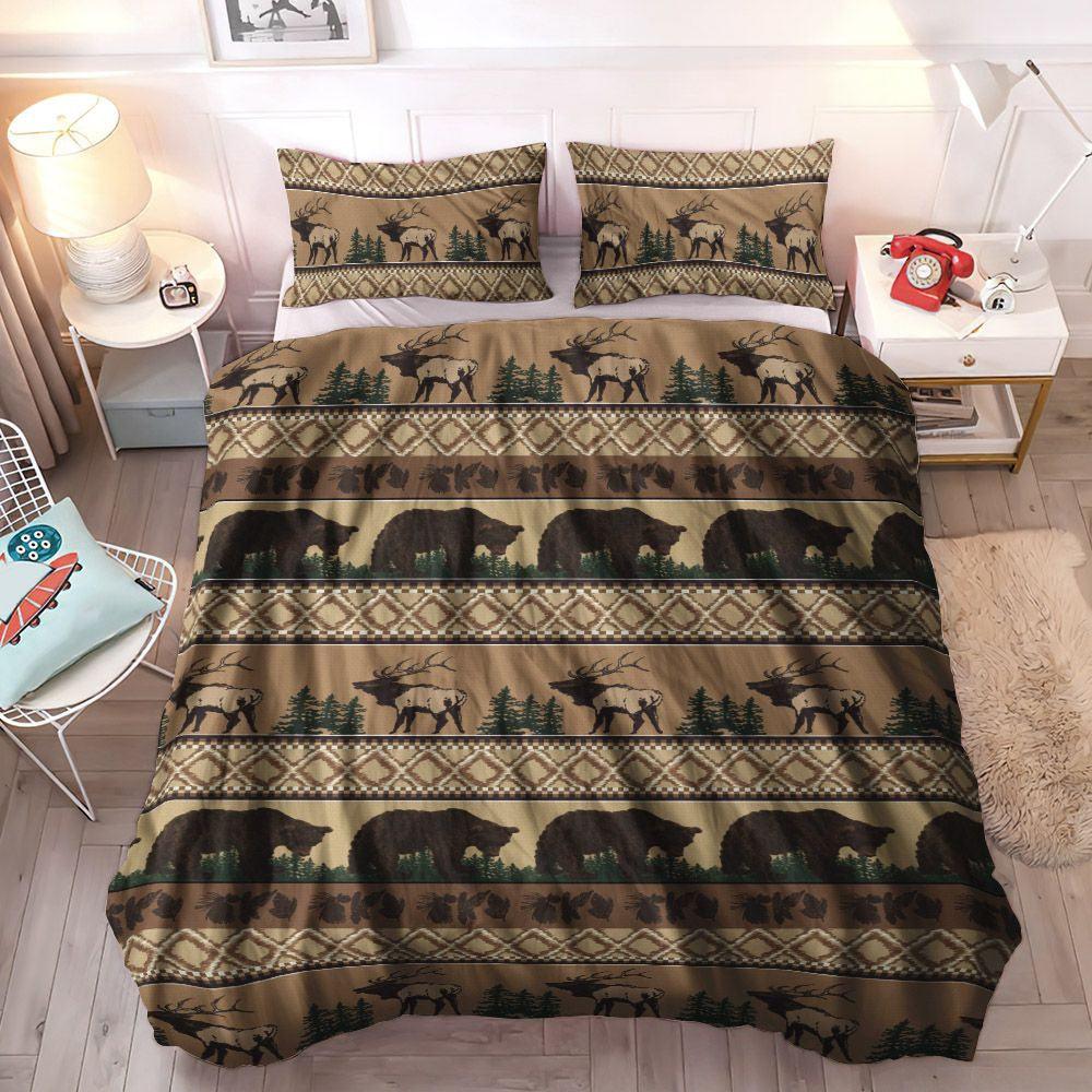 Giant Bear Cozy Bedding Set, Bear Queen Size Bedding Set, Grizzly Bear Soft Duvet Cover Set, Rustic Moose Bear Bedding Set, Gifts for Moose