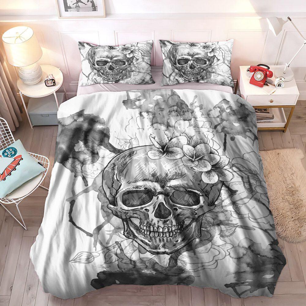 Bone King Size Bedding Set, Skeleton Bedding Set, Skull Soft Duvet Cover Set, White Skull Bedding Sets, Gifts for Skull