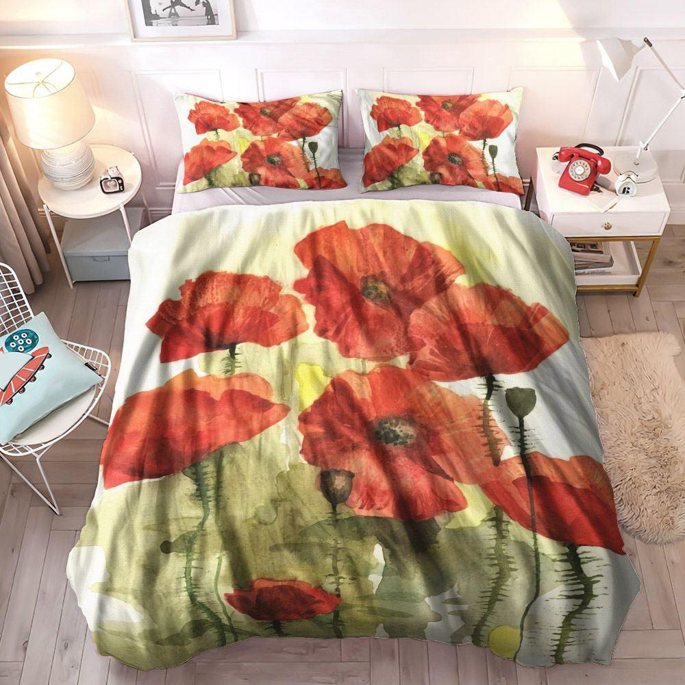 Flower Bouquet Bedding Set, Flower Soft Duvet Cover Set, Red Flower Bedding Sets, Gifts for Flower