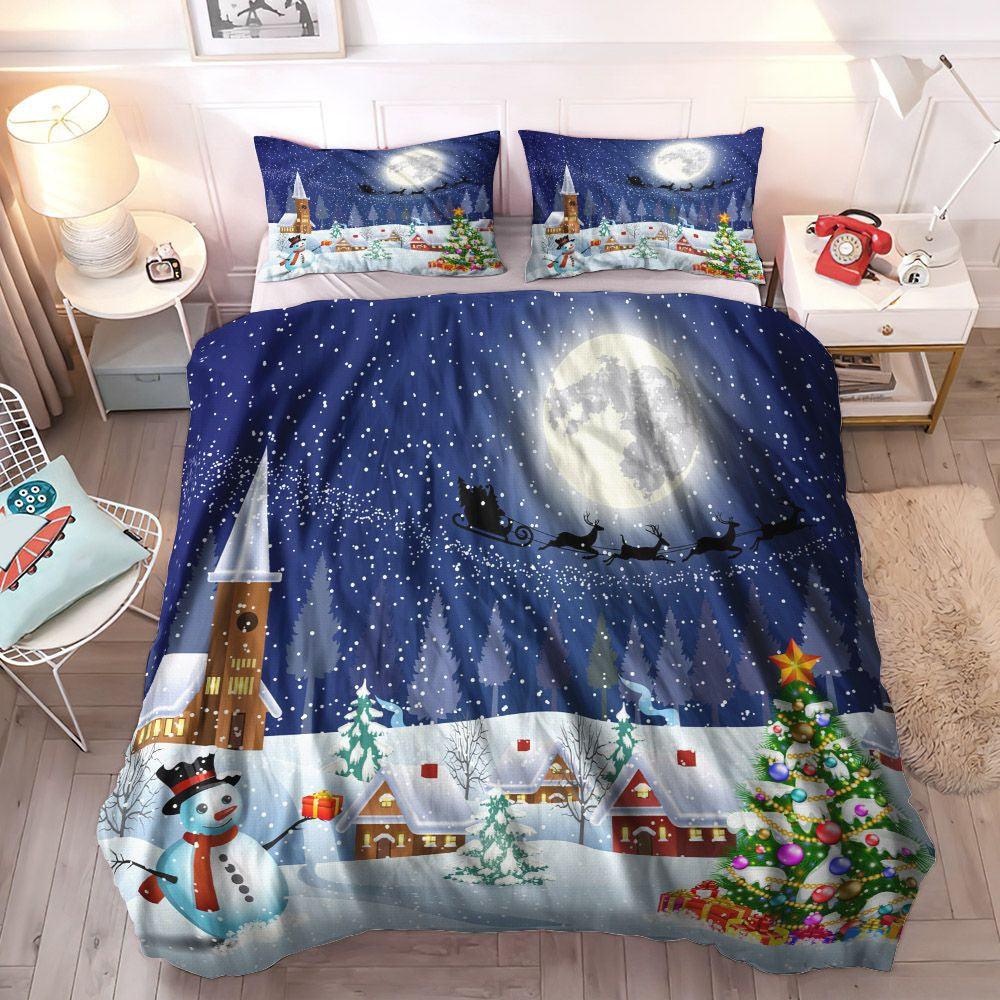 Personalized 3-piece Duvet Cover Bedding Set Snowman King Size Bedding Set, Merry Christmas Bedding Set, Christmas Bedding Sets, Gifts for Christmas