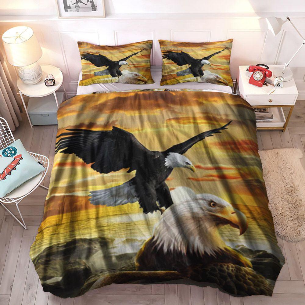 American Eagles Cozy Bedding Set, Giant Eagle Soft Duvet Cover Set, Flying King Size Bedding Set, Eagles Flying Gs Cl Bedding Set, Gifts for Flying