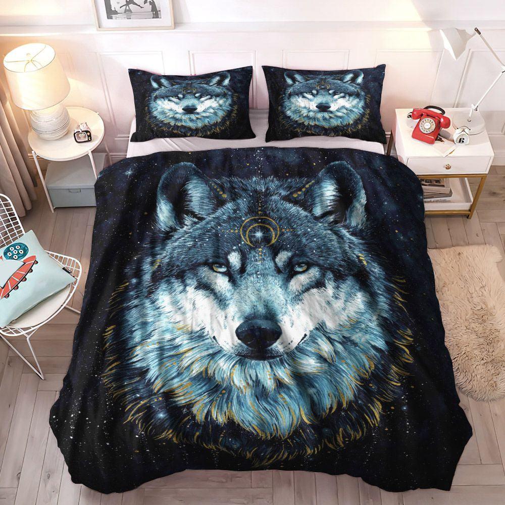 Canis Lupus Soft Duvet Cover Set, Grey Wolf Cozy Bedding Set, Scary King Size Bedding Set, Wolf Bedding Set, Gifts for Wolf