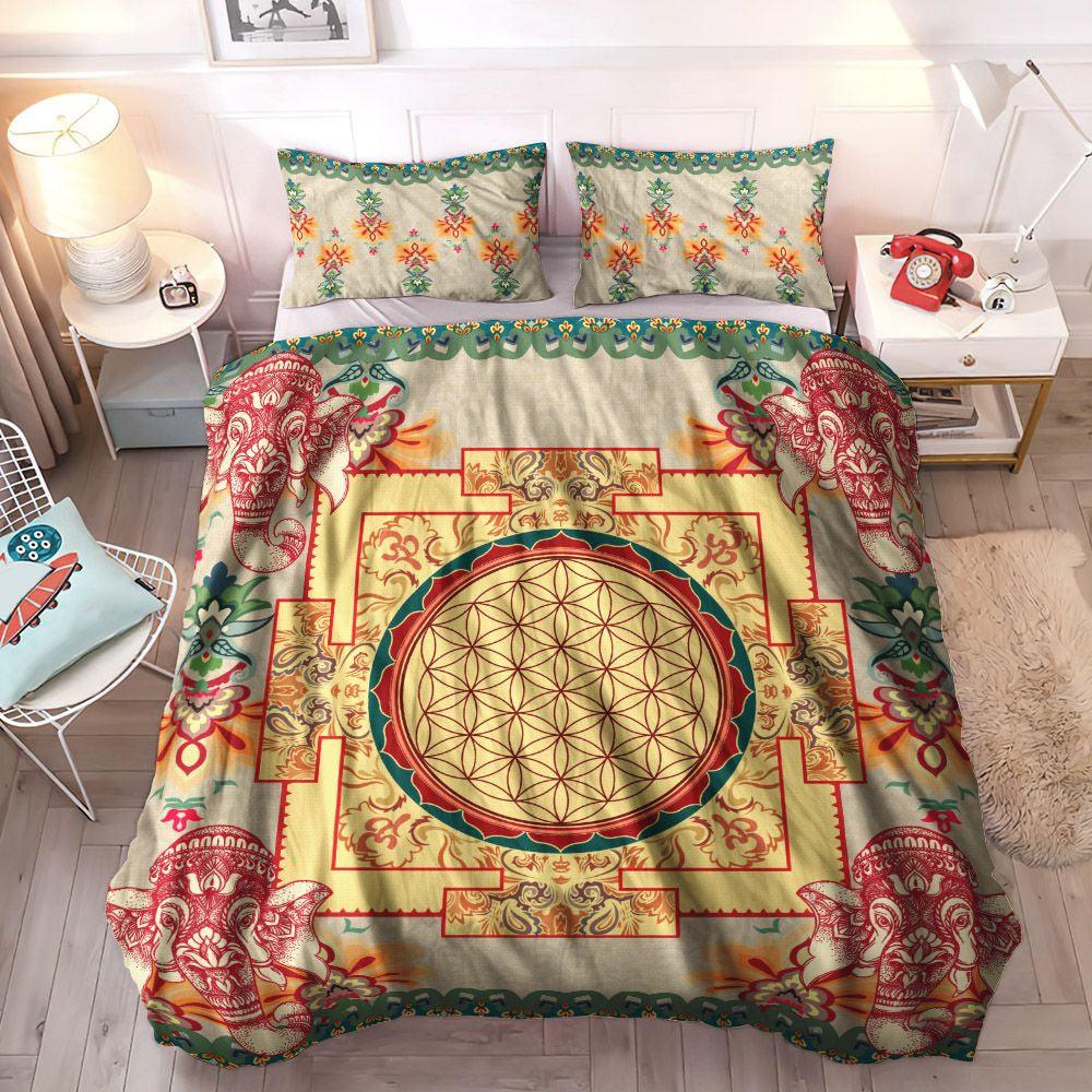 Bohemian Cozy Bedding Set, Dots Mandala Art Soft Duvet Cover Set, Bohemian Mandala Elephant Mandala Bedding Sets, Gifts for Bohemian