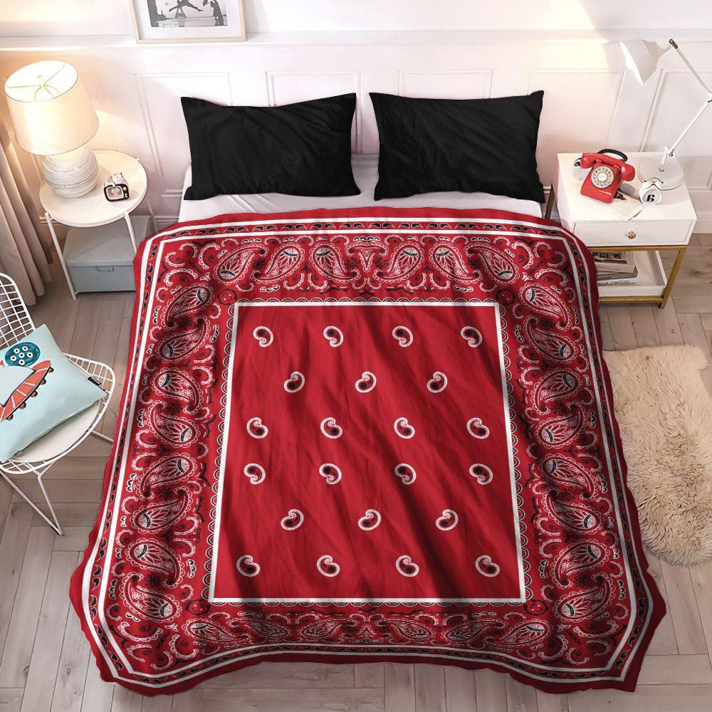 Bedding Set, Soft Duvet Cover Set, Queen Size Bedding Set, Cozy Bedding Set, King Size Bedding Set, Classic Red Bandana Bedding Sets