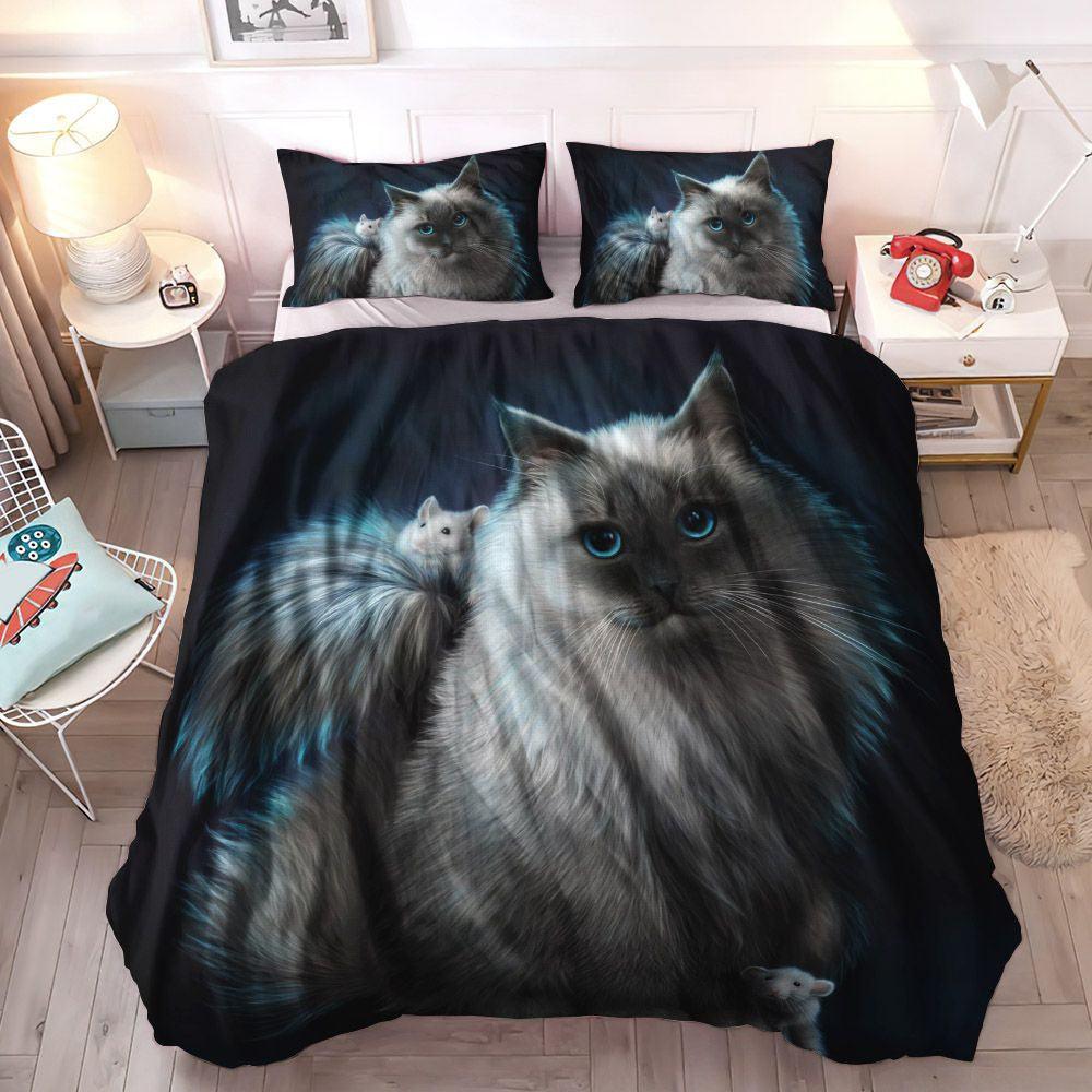 Black Cat Breed Soft Duvet Cover Set, Black Cat King Size Bedding Set, 3d Black Cat Bedding Sets, Gifts for Black Cat