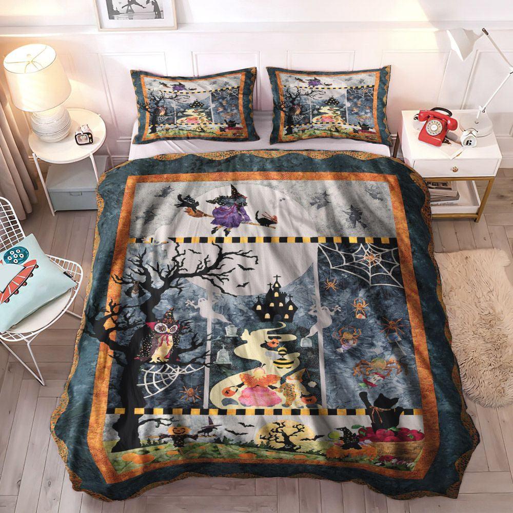 Personalized 3-piece Duvet Cover Bedding Set Spooky Queen Size Bedding Set, Halloween Pumpkin King Size Bedding Set, Halloween Bedding Sets, Gifts for Halloween