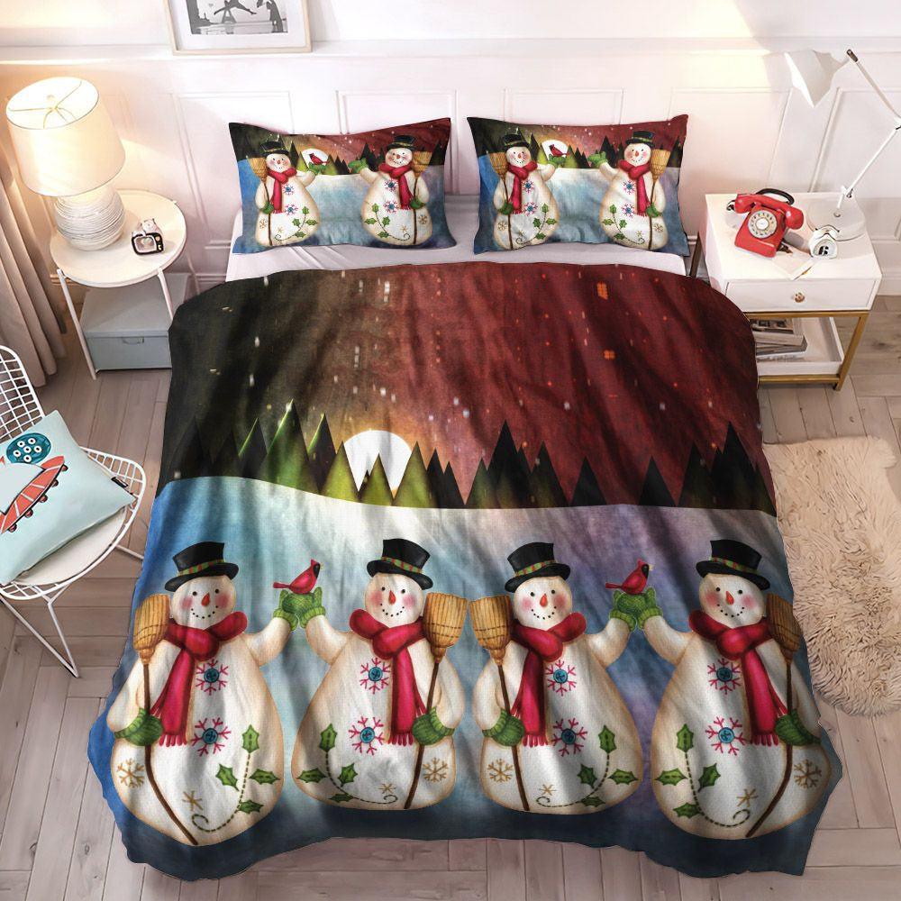 Personalized 3-piece Duvet Cover Bedding Set Merry Christmas Cozy Bedding Set, Snowman Bedding Set, Christmas King Size Bedding Set, Christmas Bedding Sets, Gifts for Christmas