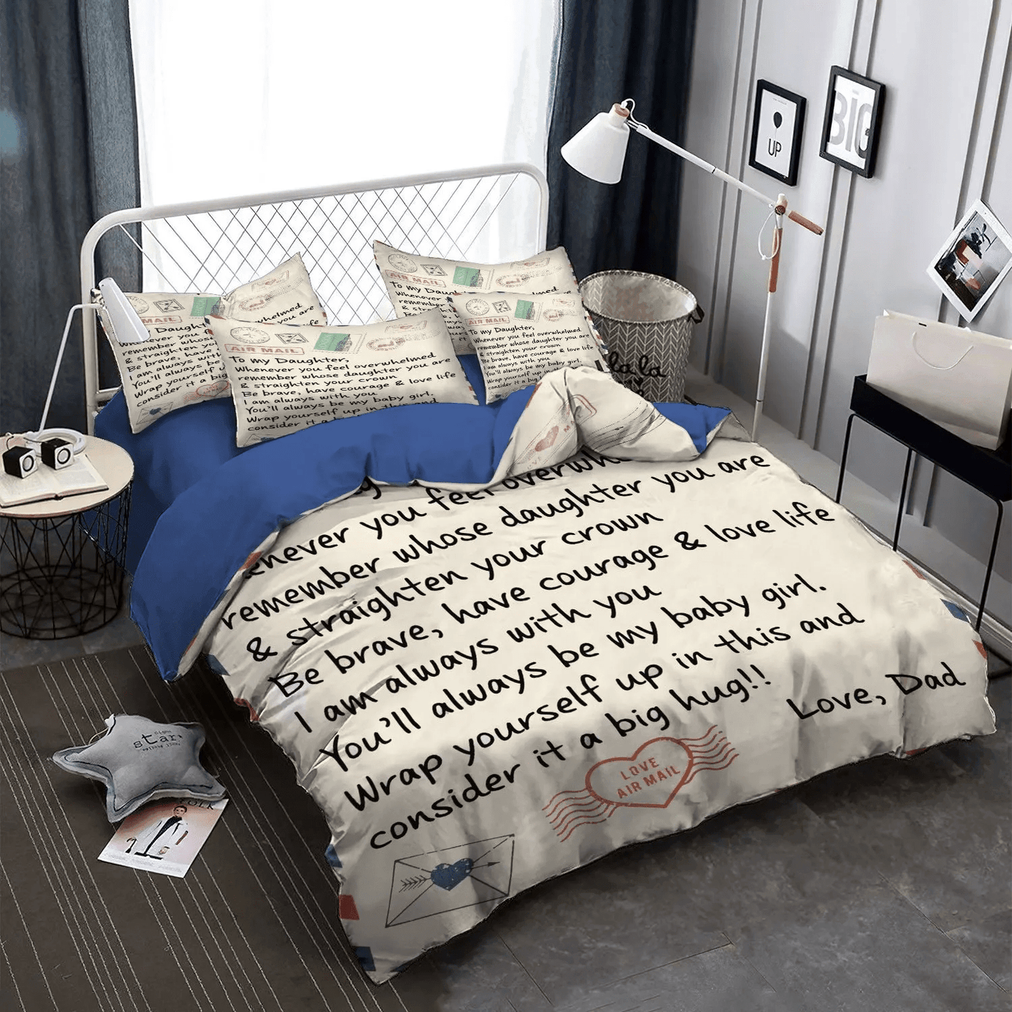 Daughters Queen Size Bedding Set, Father King Size Bedding Set, Great Dad Soft Duvet Cover Set, To My Daughter Dad Etter Bedding Set, Gifts for Father