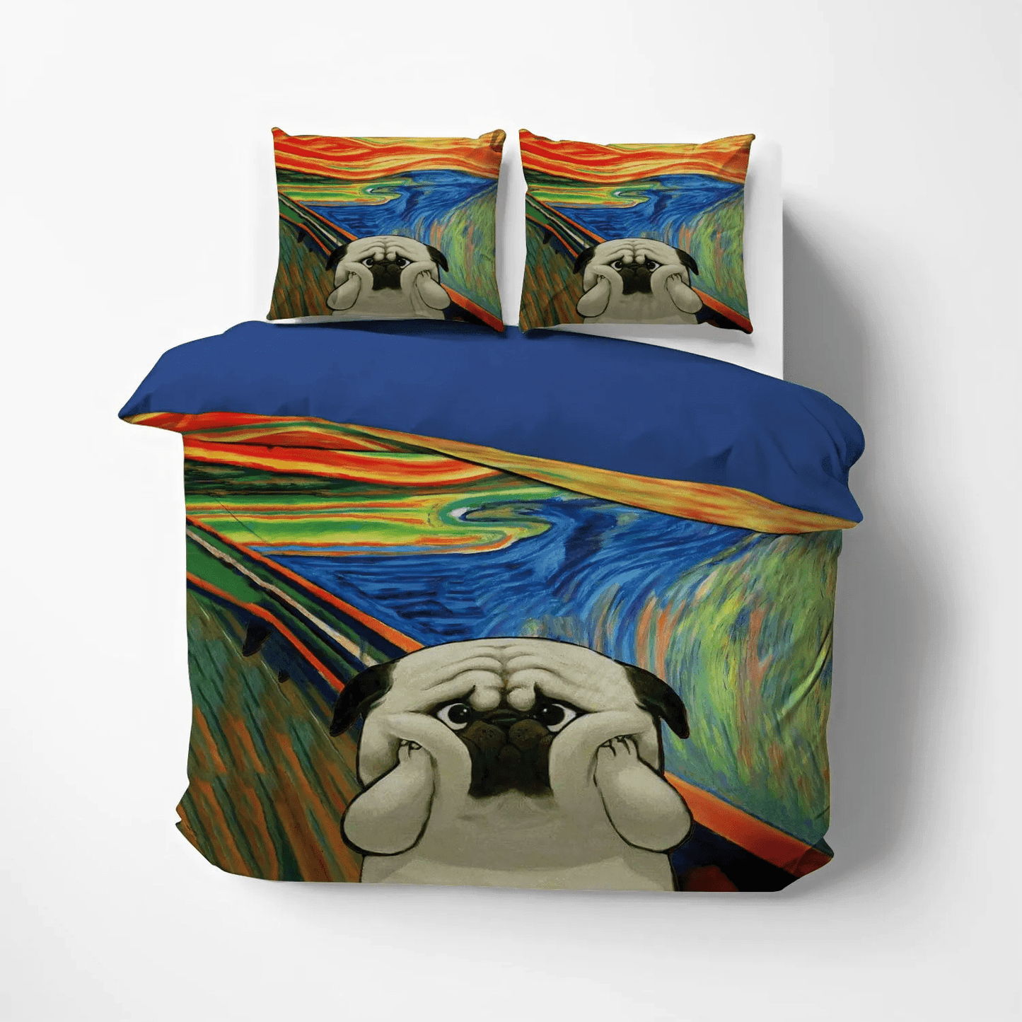 Cute Pug King Size Bedding Set, Pug Lover Queen Size Bedding Set, Doggo Soft Duvet Cover Set, Pug Dog Bedding Set, Gifts for Dog