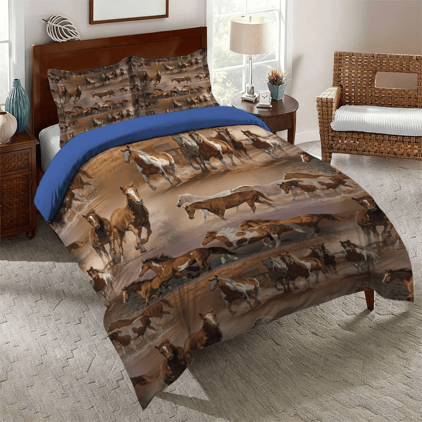 Galloping Horse Soft Duvet Cover Set, Horse Queen Size Bedding Set, Horse Running Bedding set, Horse Bedding Set, Gifts for Horse