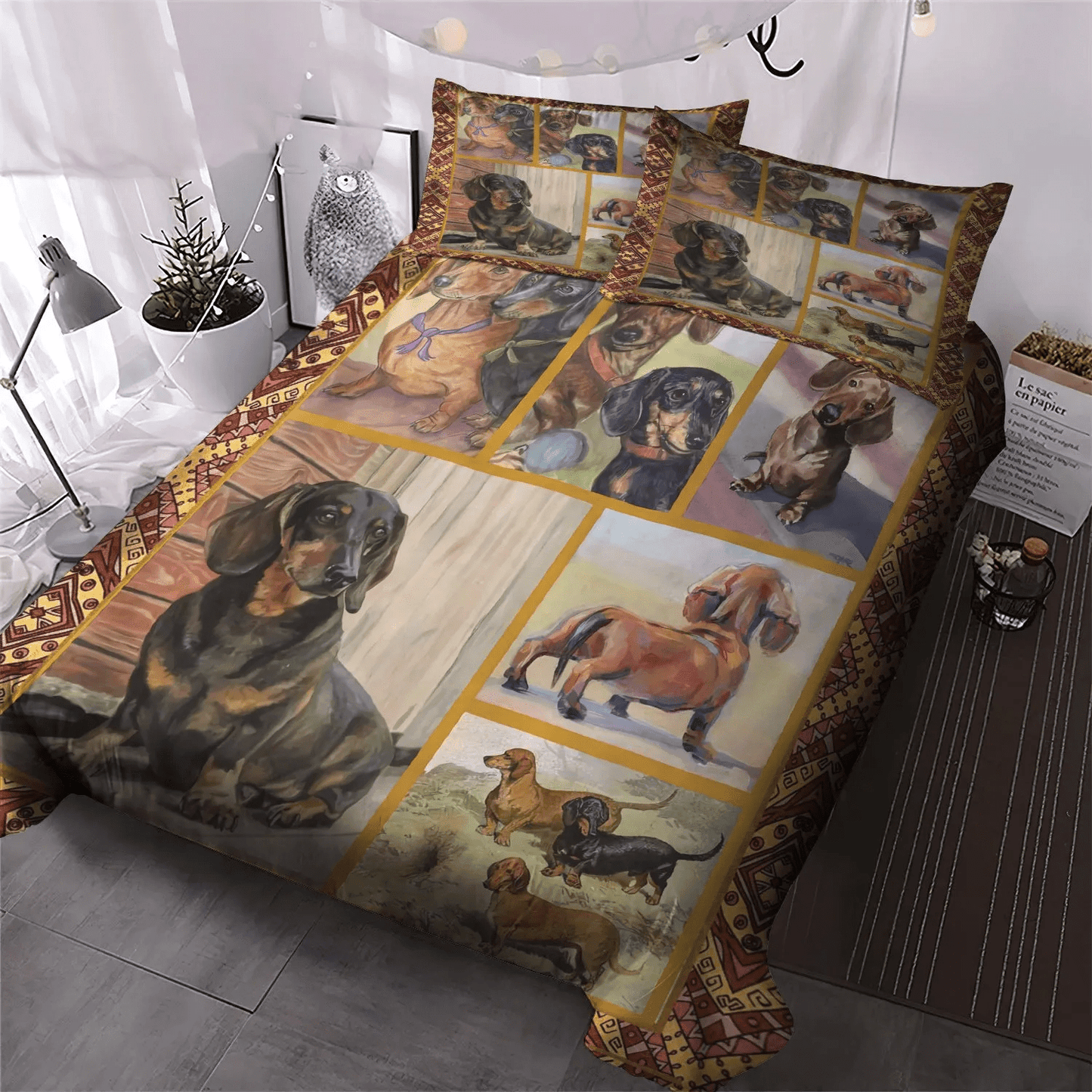 Dachshund Soft Duvet Cover Set, Dachshund Lover Bedding set, Dachshund Dog Bedding Set, Gifts for Dog
