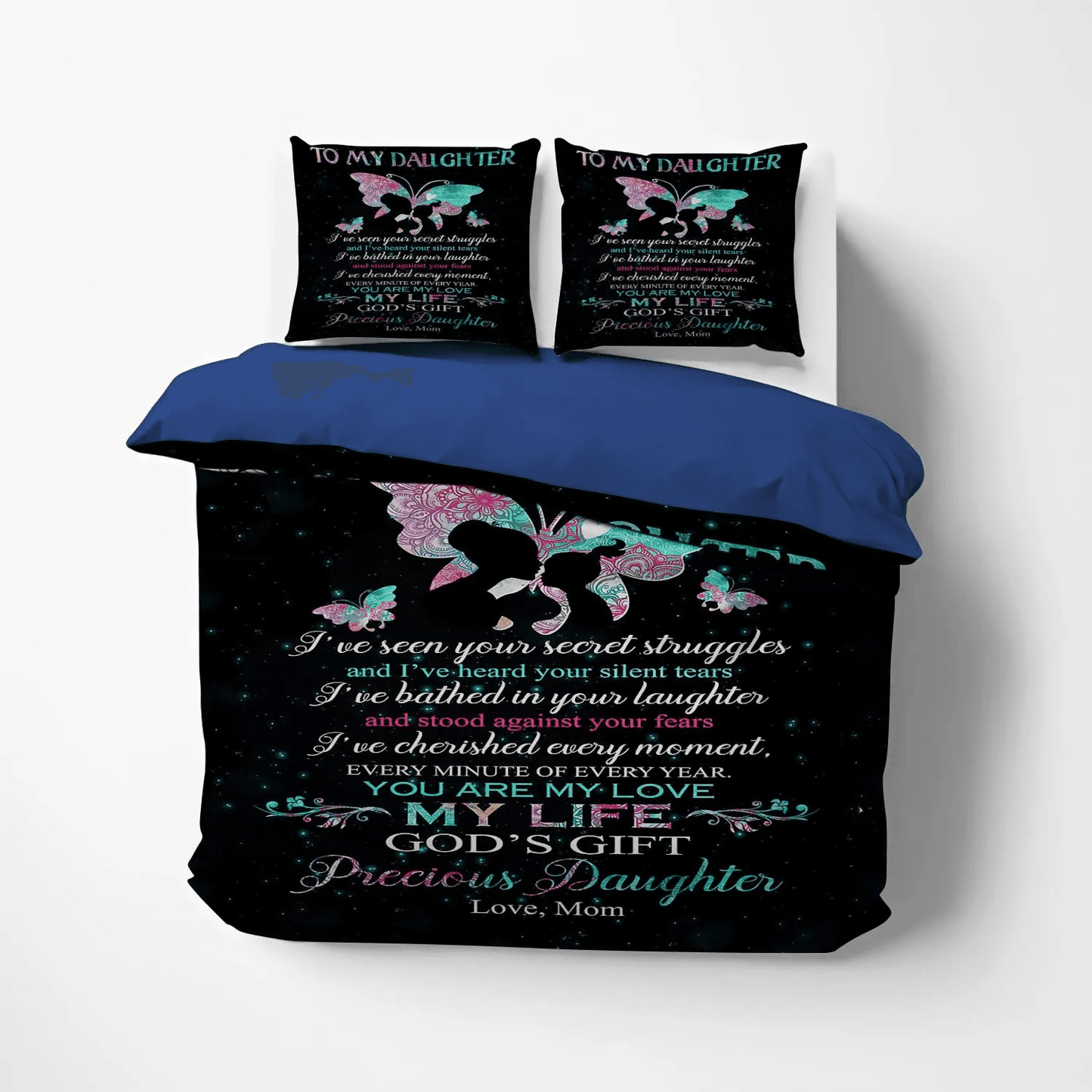 Personalized 3-piece Duvet Cover Bedding Set To My Daughter From Mom To My Daughter You Are My Love Of My Life Birthday Christmas Bedding Set, Gifts for Christmas
