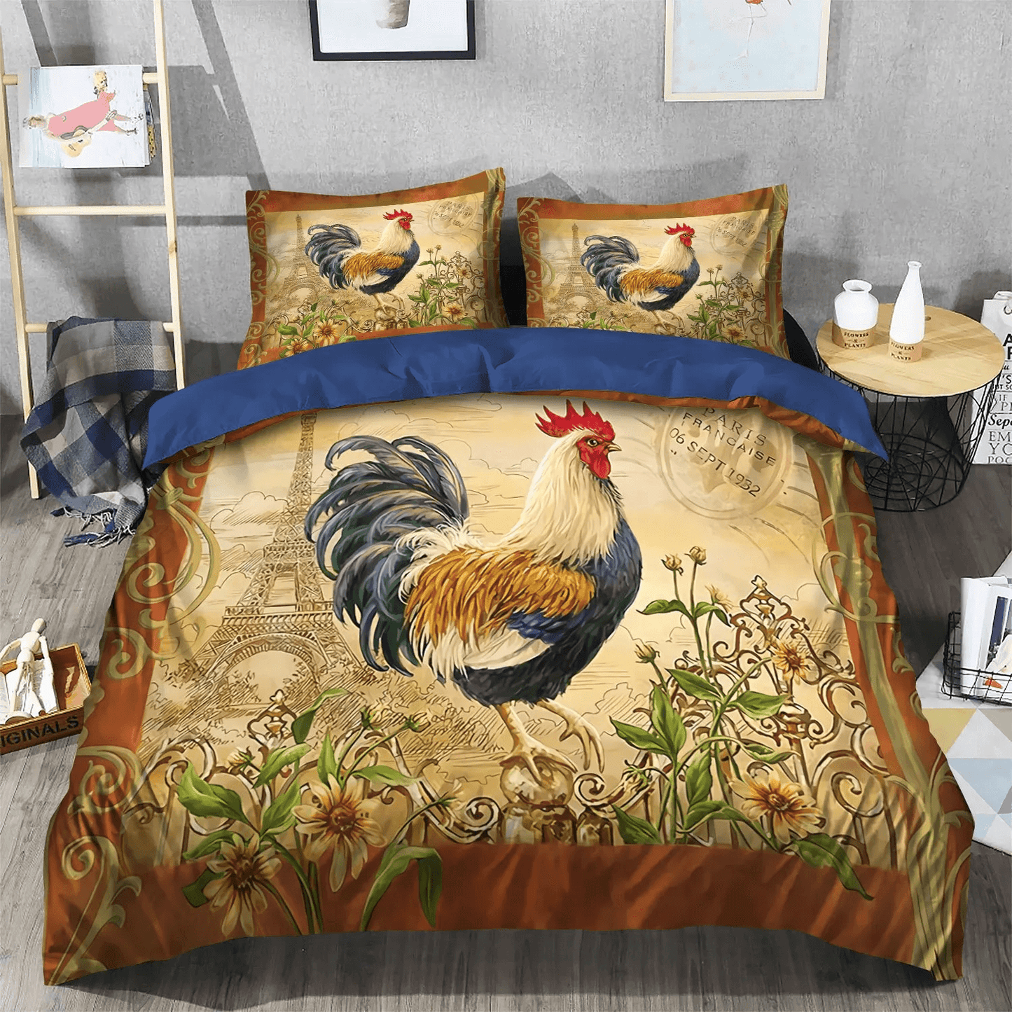 Chicken Farmer King Size Bedding Set, Chicken Queen Size Bedding Set, Chicken Mom Soft Duvet Cover Set, Chicken Bedding Set, Gifts for Chicken