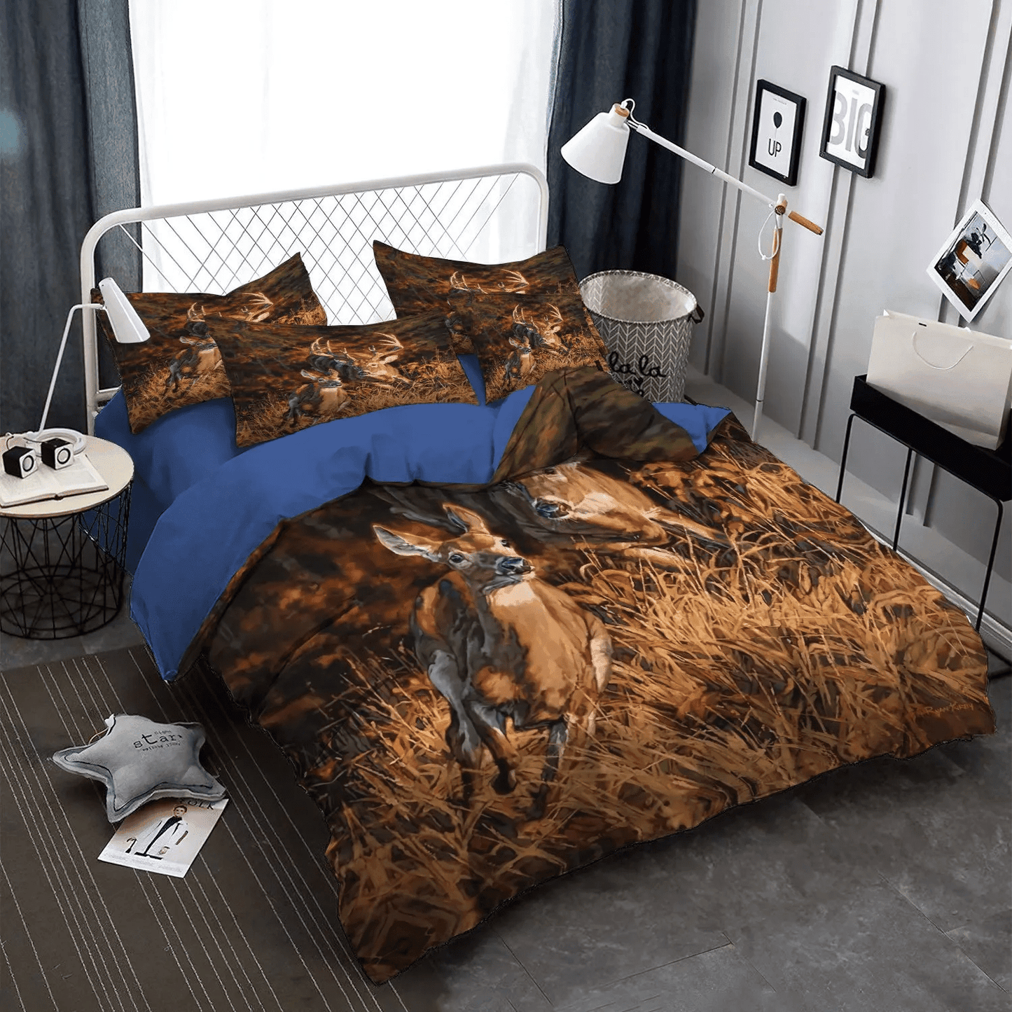 Deer Soft Duvet Cover Set, Funny Hunting King Size Bedding Set, Christmas Deer Bedding set, Deer Hunting Bedding Set, Gifts for Hunting