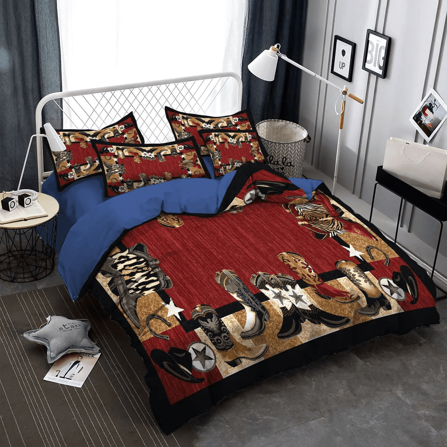 Cowboy Love Bedding set, Horse Lover Soft Duvet Cover Set, Golden Cowboys King Size Bedding Set, Cowboy Boot Bedding Set, Gifts for Cowboy