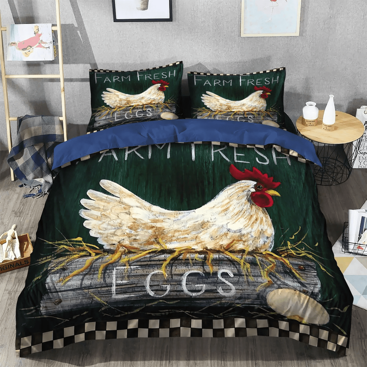 Chicken King Size Bedding Set, Chicken Dandel Soft Duvet Cover Set, Chicken Mom Bedding set, Chicken Bedding Set, Gifts for Chicken