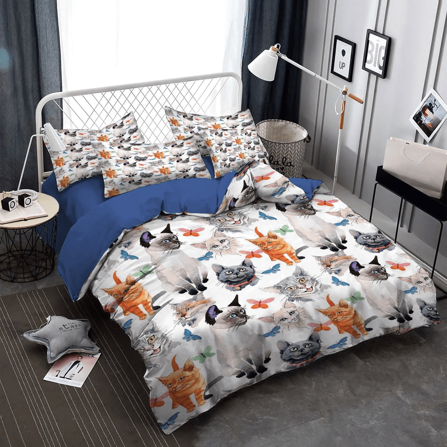 Cat Soft Duvet Cover Set, Cat Paw Queen Size Bedding Set, Cat Tracks King Size Bedding Set, Soft Cats Bedding Set, Gifts for Cat