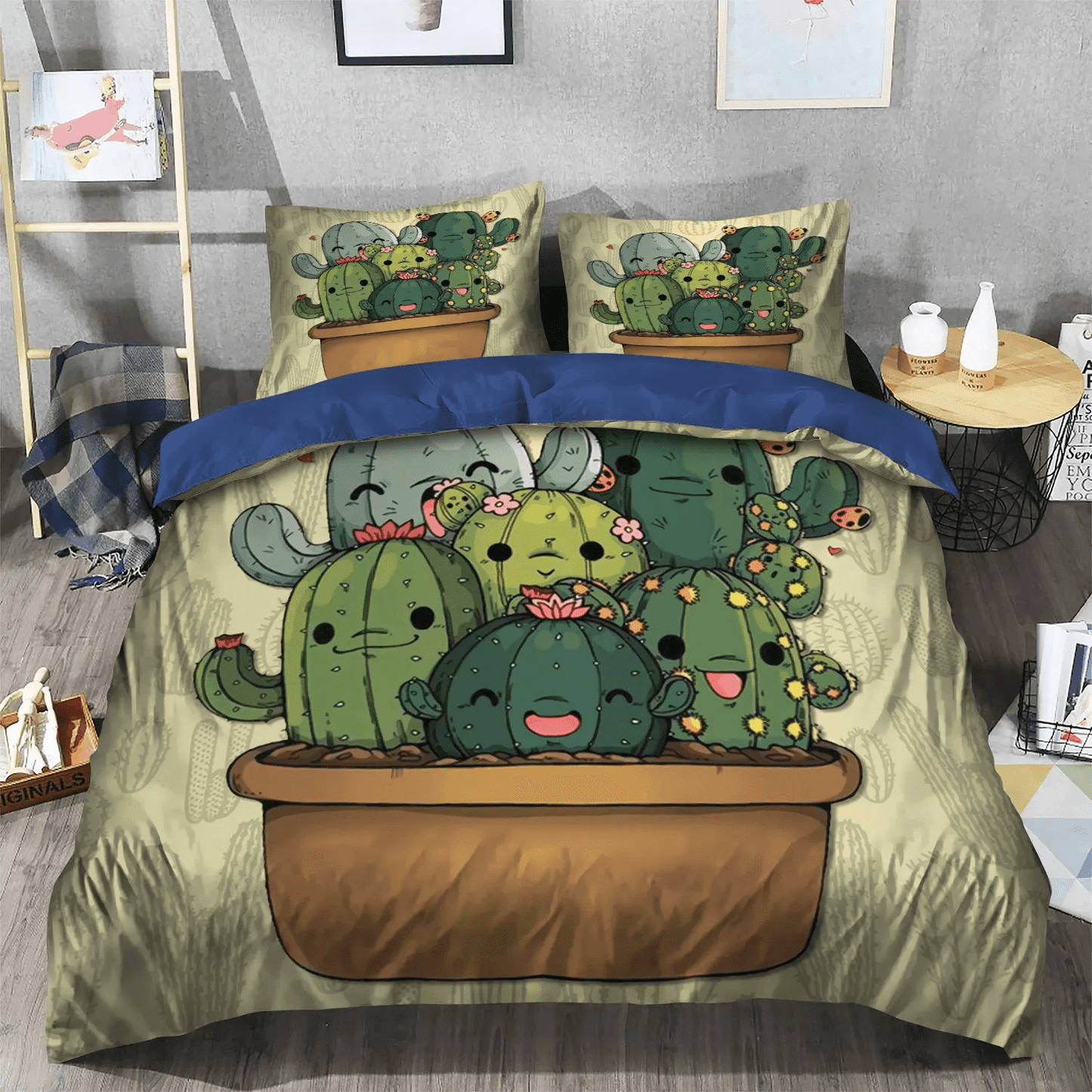 Cactus King Size Bedding Set, Catcus Funny Cat Soft Duvet Cover Set, Cactus Pun Bedding set, Cactus Bedding Set, Gifts for Cactus