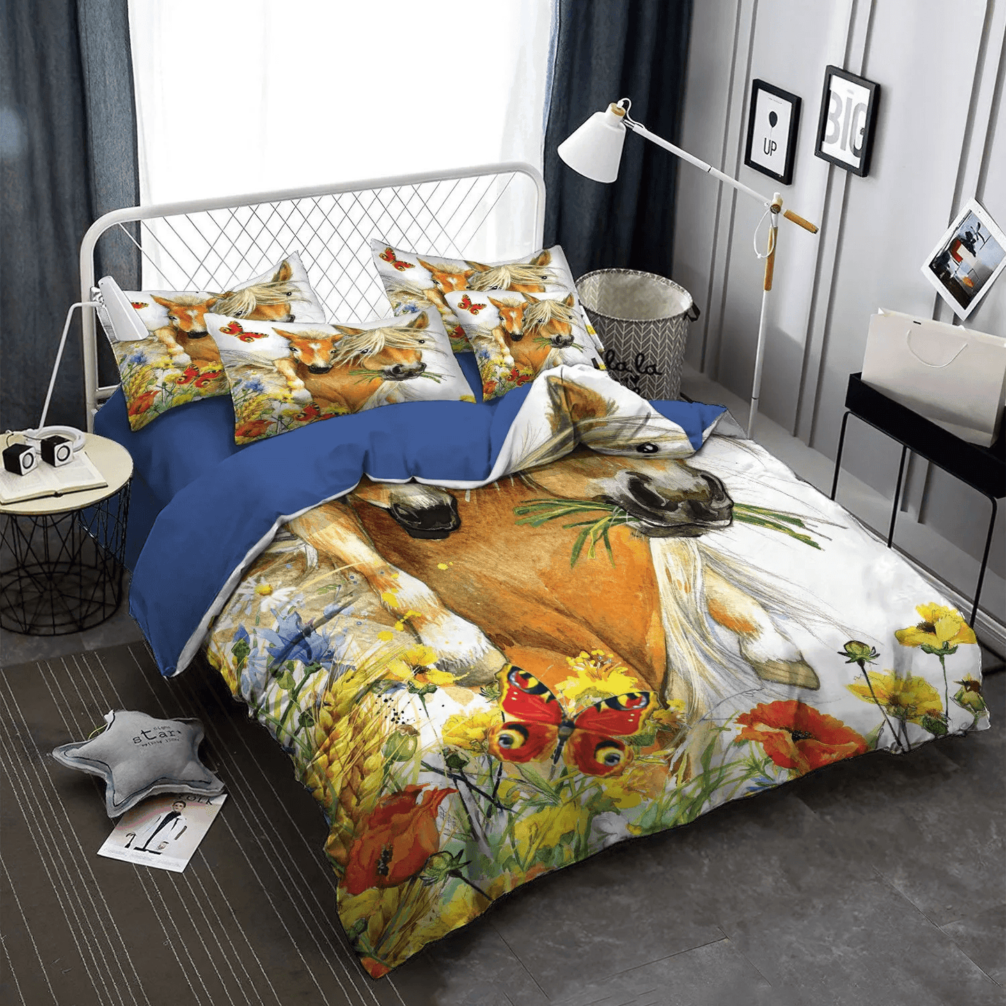 Abstract Horse Soft Duvet Cover Set, Horse Running King Size Bedding Set, Beautiful Horses DNT Bedding Set, Gifts for Horse