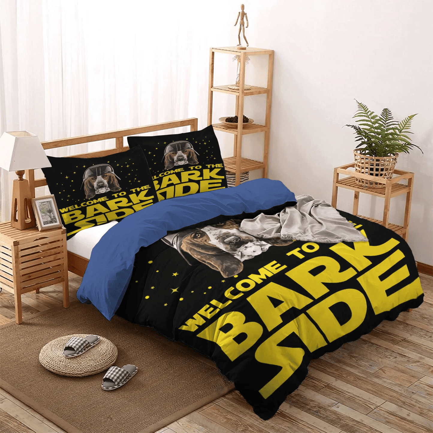 Basset Hound Soft Duvet Cover Set, Dog Basset Hound White Queen Size Bedding Set, Basset Hound Bedding Set, Gifts for Basset Hound