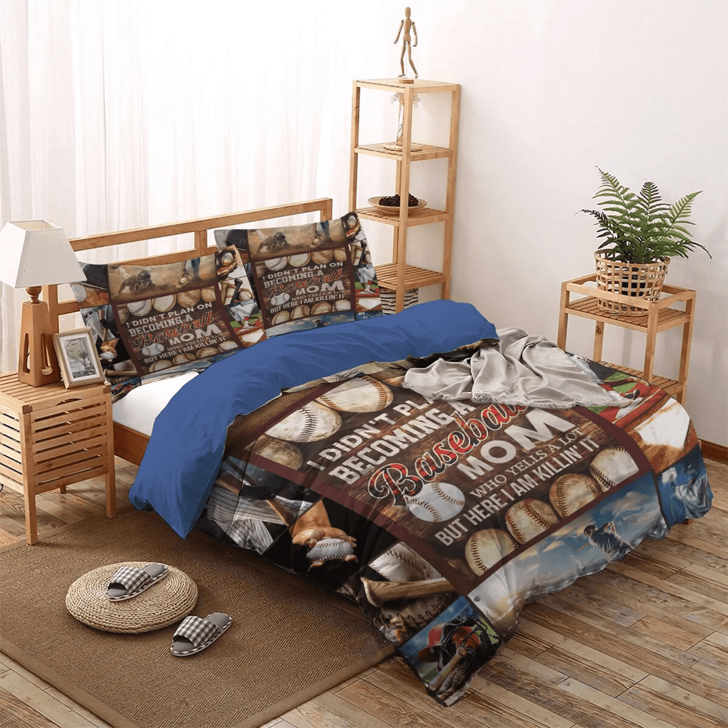 Baseball Soft Duvet Cover Set, Mother Mother Queen Size Bedding Set, Im Proud Baseball Mom Bedding Set, Gifts for Mother