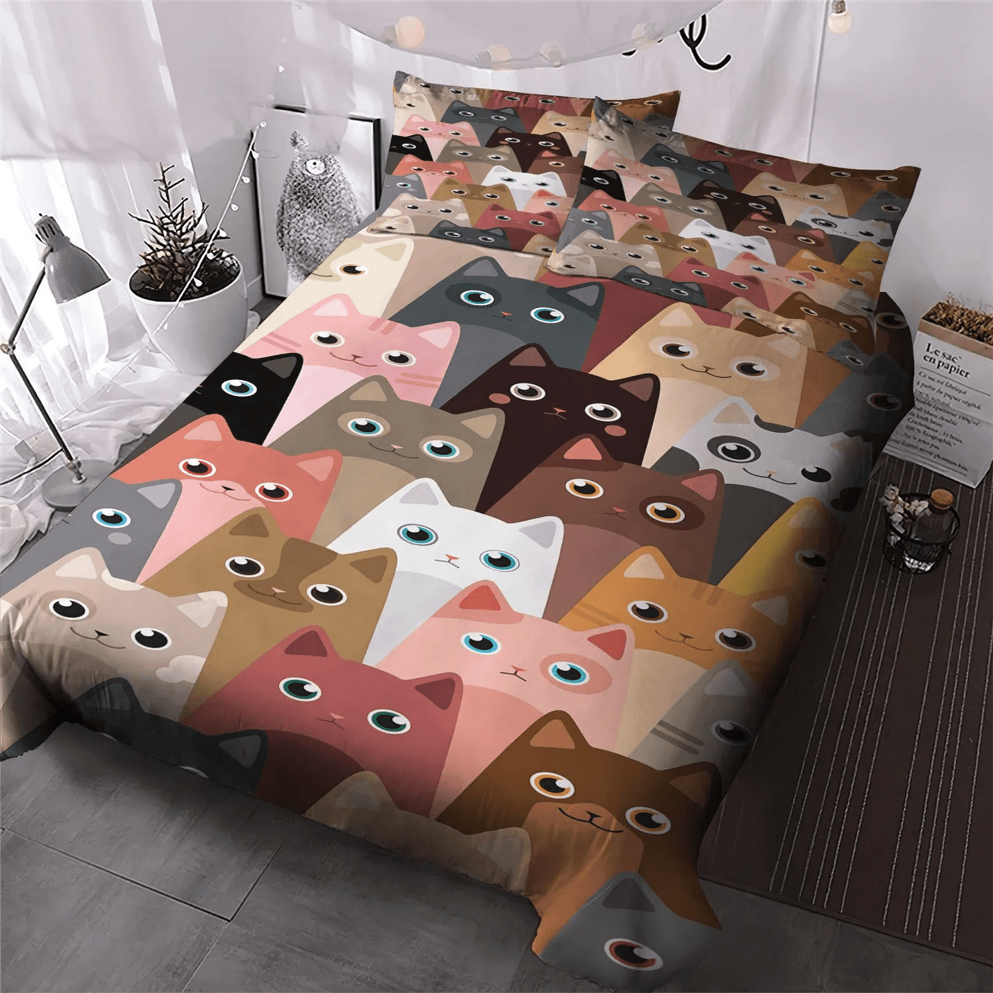 Cat Bedding set, Its Fun Soft Duvet Cover Set, Cat Paw Queen Size Bedding Set, Cat Funny Area Bedding Set, Gifts for Fun