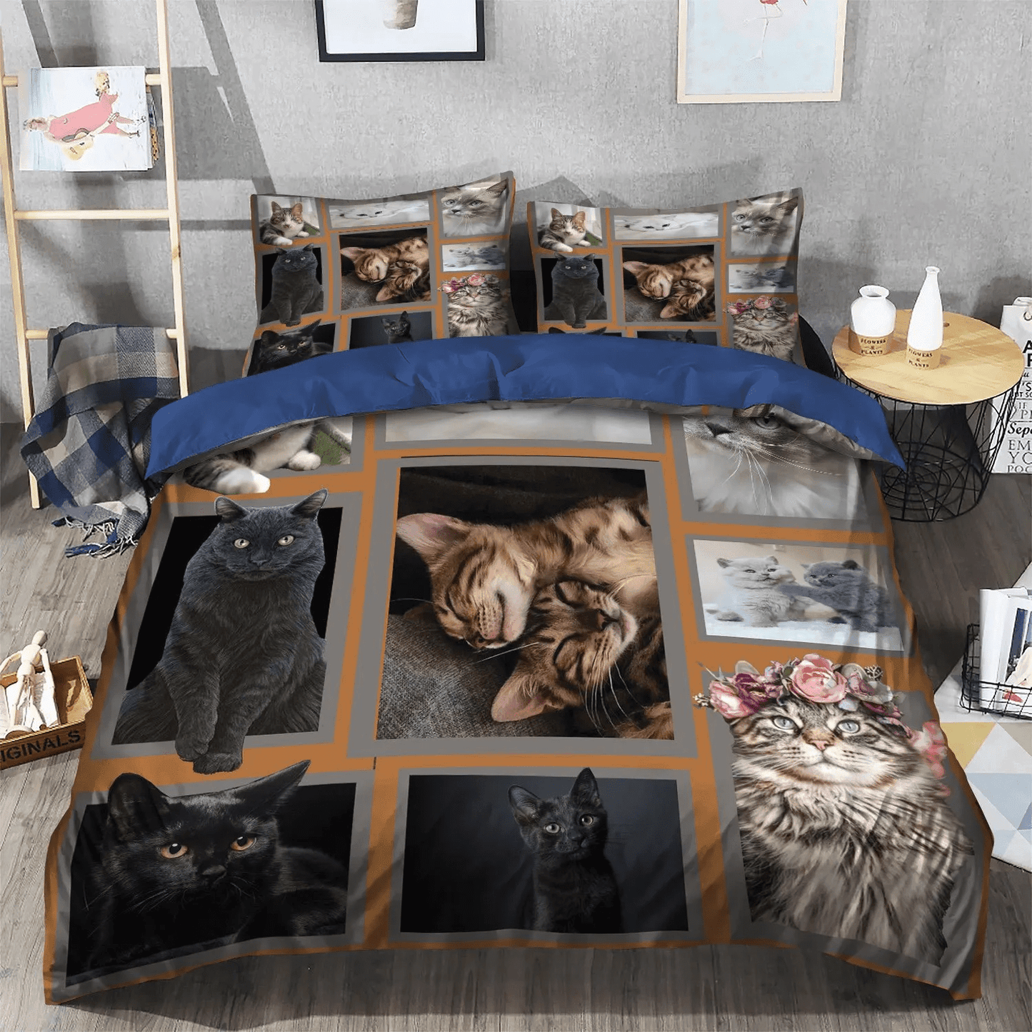 Cat Paw Queen Size Bedding Set, Cat Tracks Soft Duvet Cover Set, Cat Bedding set, D Huge Cat Bedding Set, Gifts for Cat