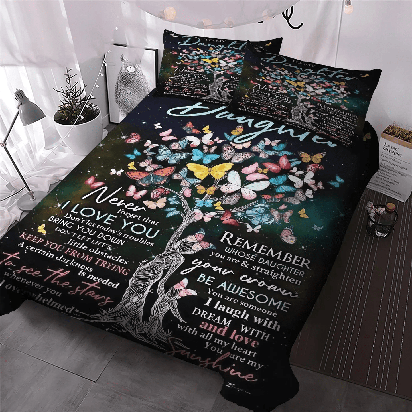 Personalized 3-piece Duvet Cover Bedding Set To My Daughter Love Mom Gift For Her Birthday Gift Anniversary Gift Christmas Gift. Bedding Set, Gifts for Mother