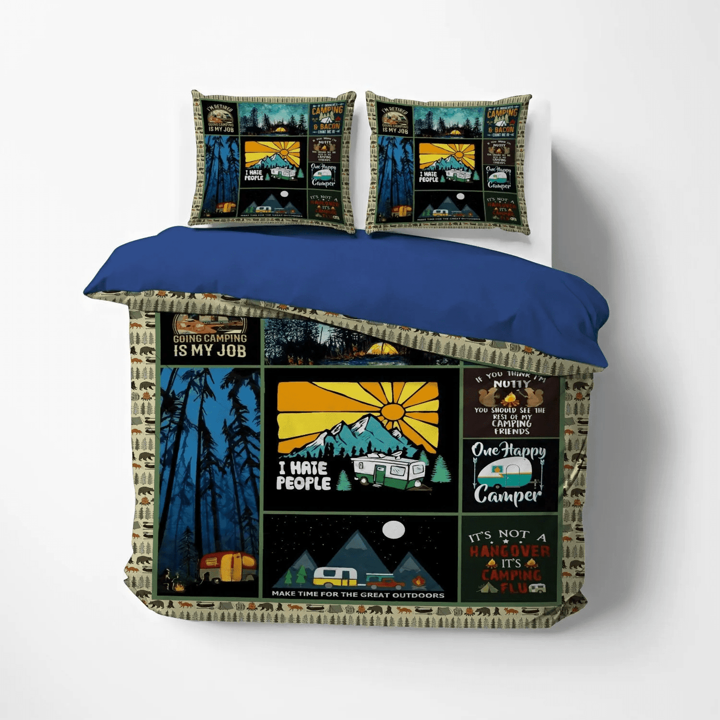Camping Queen Size Bedding Set, Retired Pilot Definition Soft Duvet Cover Set, Camping Retired Bedding Set, Gifts for Retired